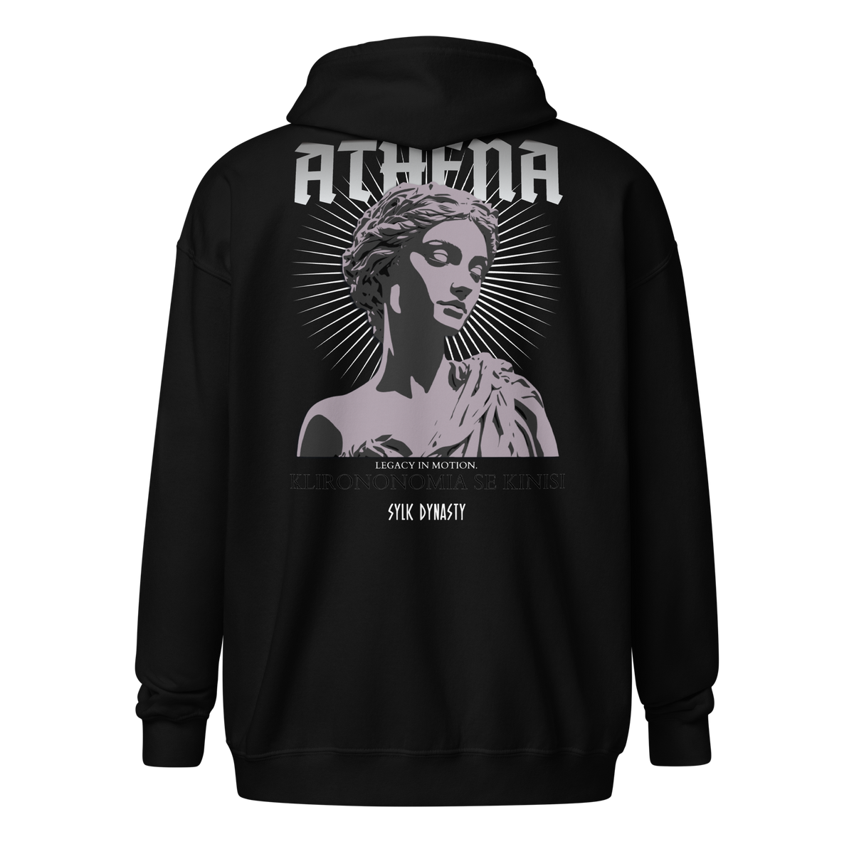 Athena | Elysium | Zip-Up Hoodie | Black | Ghost Back | Sylk Dynasty