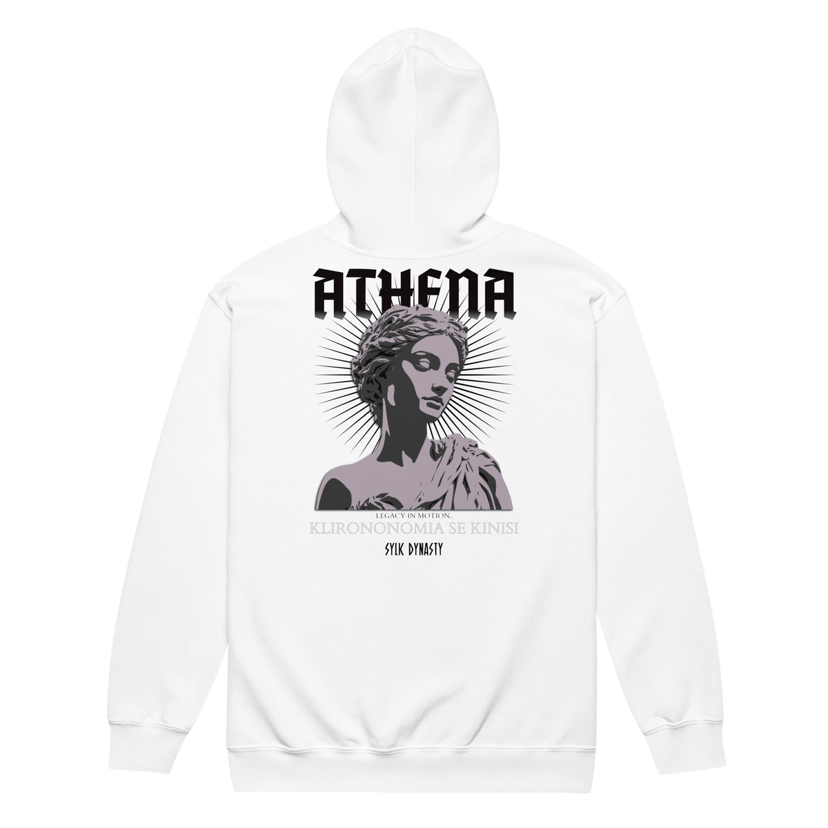 Athena | Elysium | Zip-Up Hoodie | White | Flat Back | Sylk Dynasty