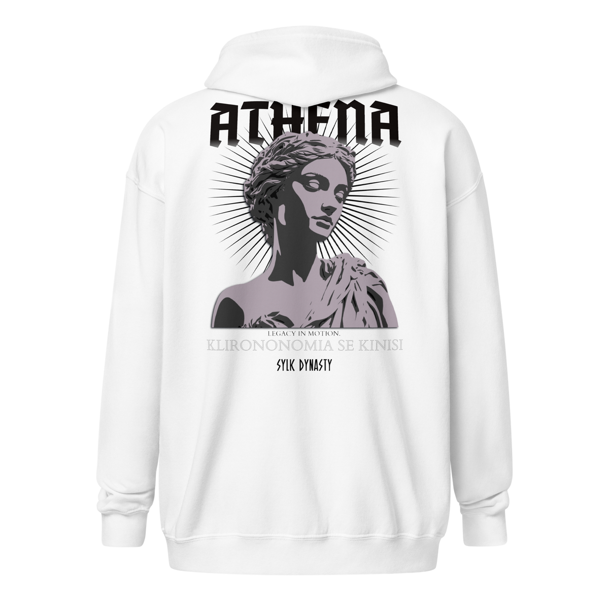 Athena | Elysium | Zip-Up Hoodie | White | Ghost Back | Sylk Dynasty