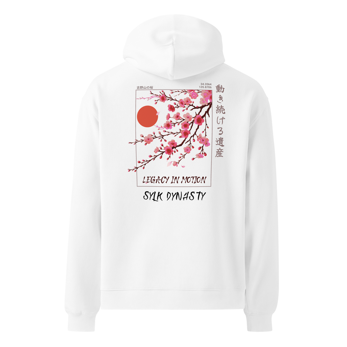 Cherry Blossoms | Kanagawa | Hoodie | White | Ghost Back | Sylk Dynasty