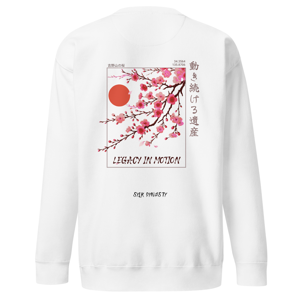 Cherry Blossoms | Kanagawa | Sweatshirt | White | Ghost Back | Sylk Dynasty