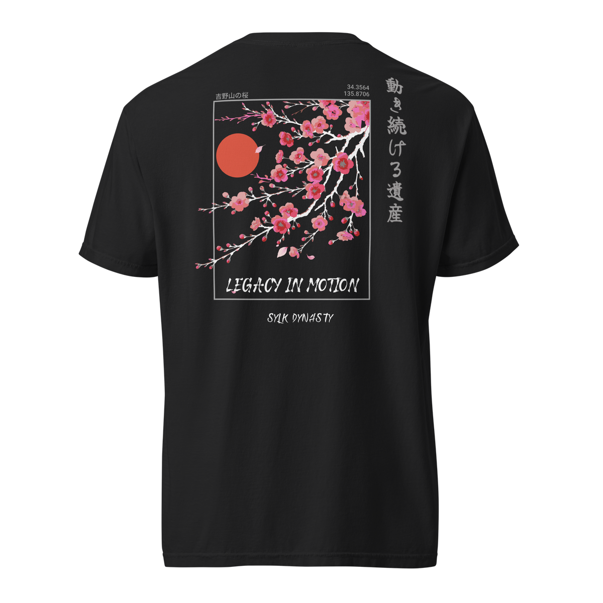 Cherry Blossoms | Kanagawa | T-Shirt | Black | Ghost Back | Sylk Dynasty