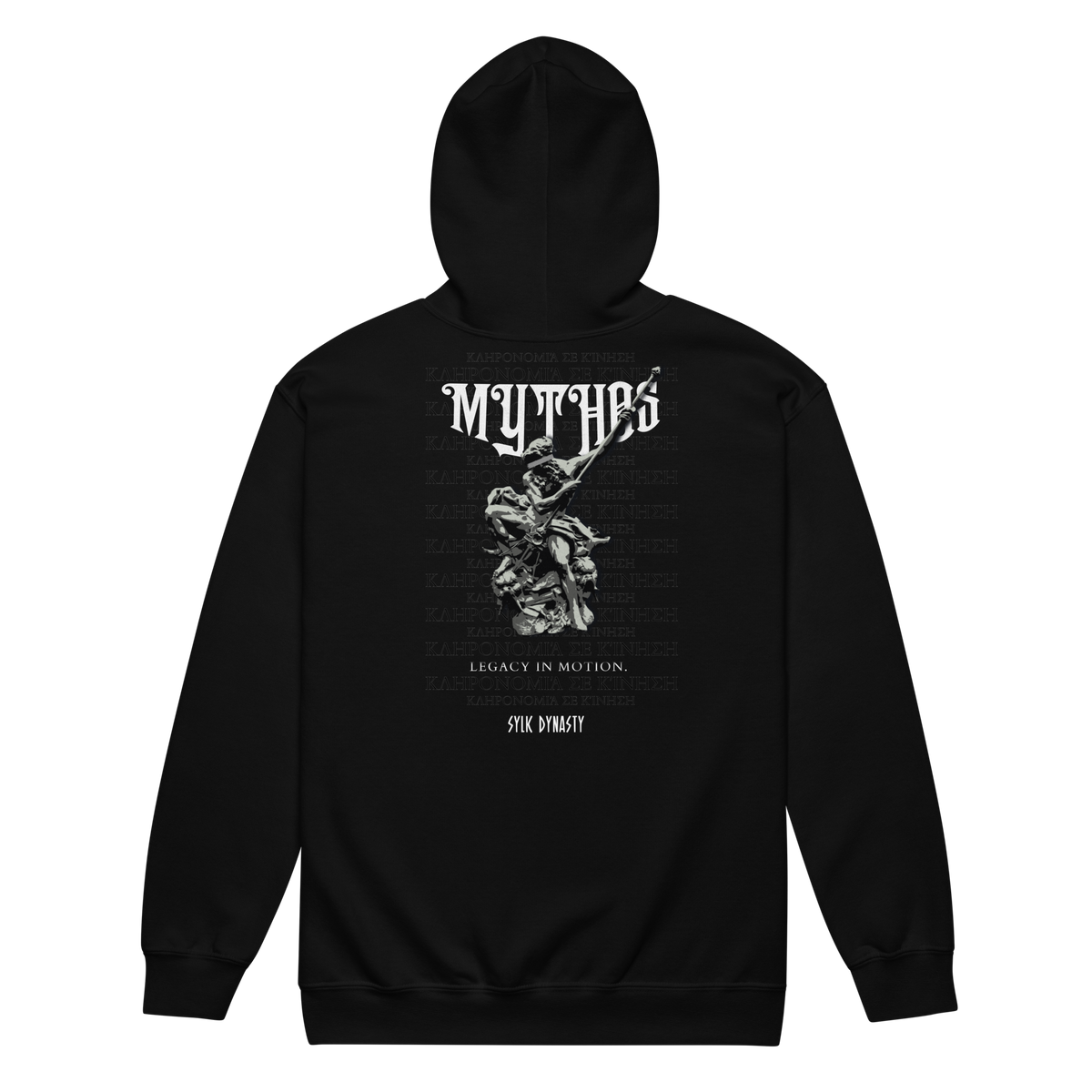 Mythos | Elysium | Zip-Up Hoodie | Black | Flat Back | Sylk Dynasty