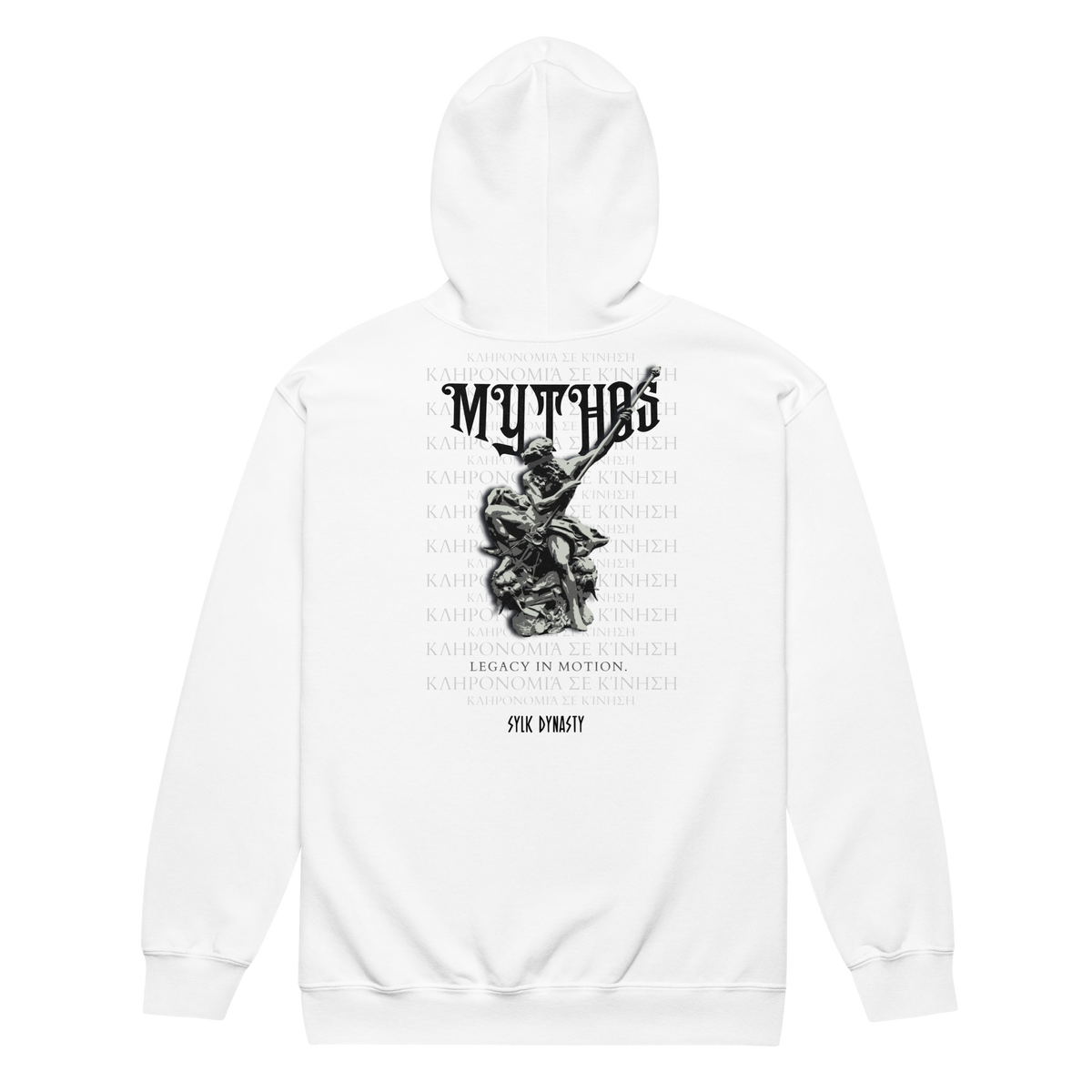 Mythos | Elysium | Zip-Up Hoodie | White | Flat Back | Sylk Dynasty