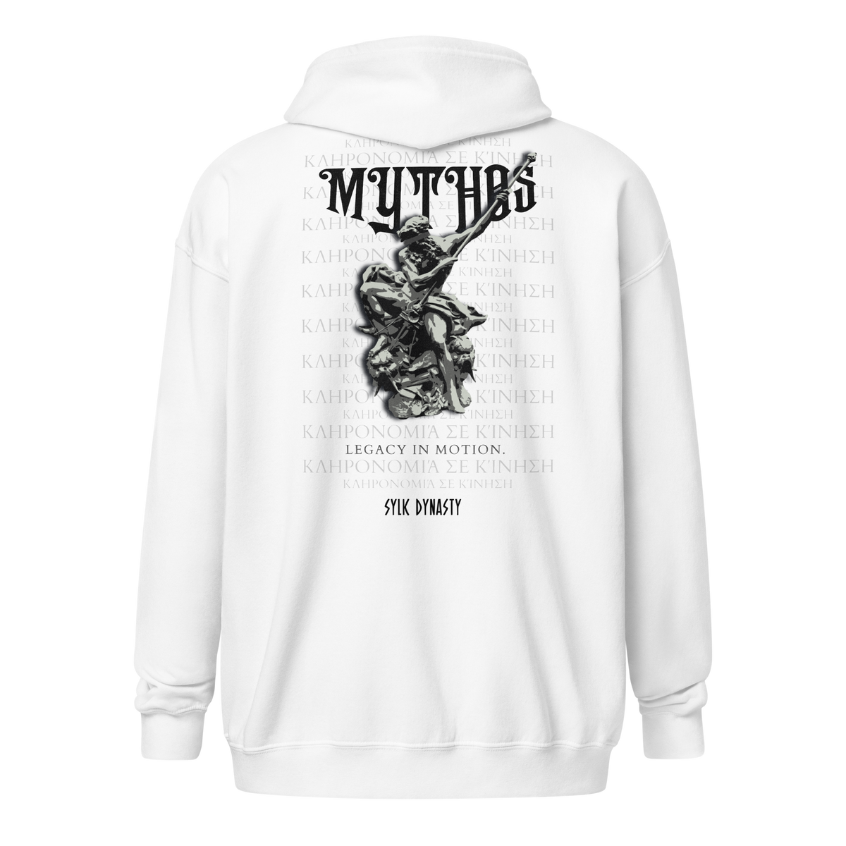 Mythos | Elysium | Zip-Up Hoodie | White | Ghost Back | Sylk Dynasty