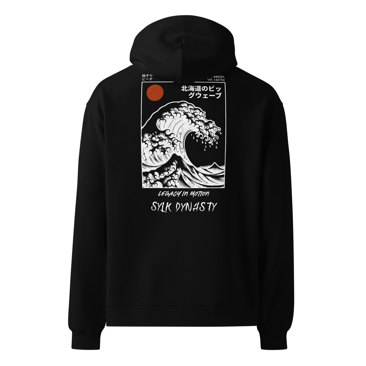 Waves | Kanagawa | Hoodie | Black | Ghost Back | Sylk Dynasty