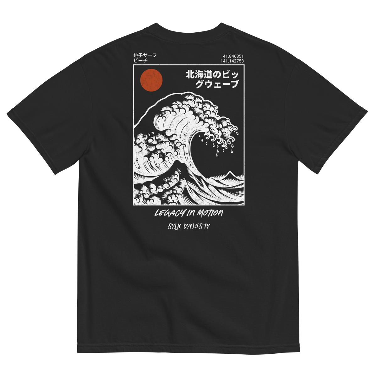 Waves | Kanagawa | T-Shirt | Black | Flat Back | Sylk Dynasty